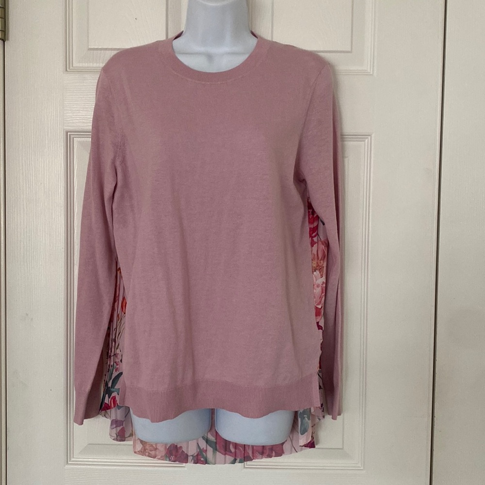 TED BAKER LONDON Pink Knit Front Pleated Accordion Back TOP Size 2 or 4-6 US